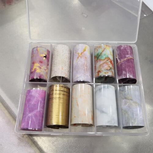 10 Roll/Box Nail Art Transfer Sticker Art Nail Foil Sticker Tips Patterns Decoration Paper