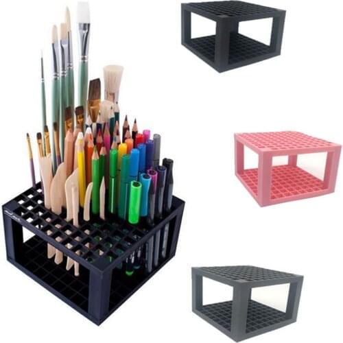 96 Hole Plastic Pencil & Brush Holder Desk Stand Organizer Holding Rack for Pens, Paint Brushes, Colored Pencils, Brushes 32CB