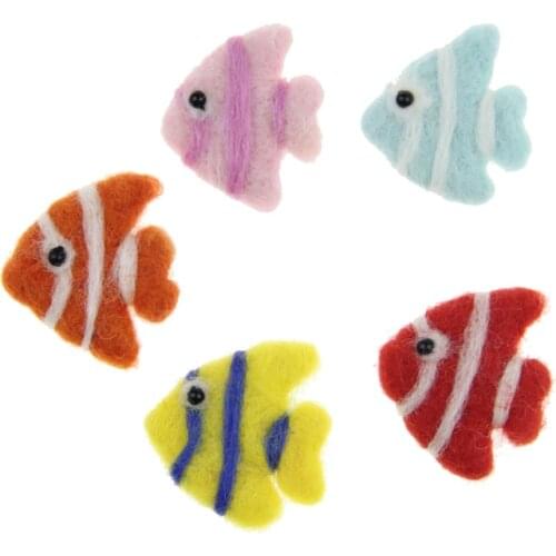 Totally Handmade Wool Felt Kawaii Animal Fish Button Patch Stickers Ornament Accessories Girls Hair Jewelry Elastic Headband DIY