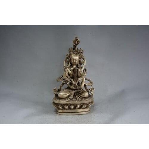 Rare Old Silver carving-- Happy Buddha Statue, best collection & adornment, free shipping