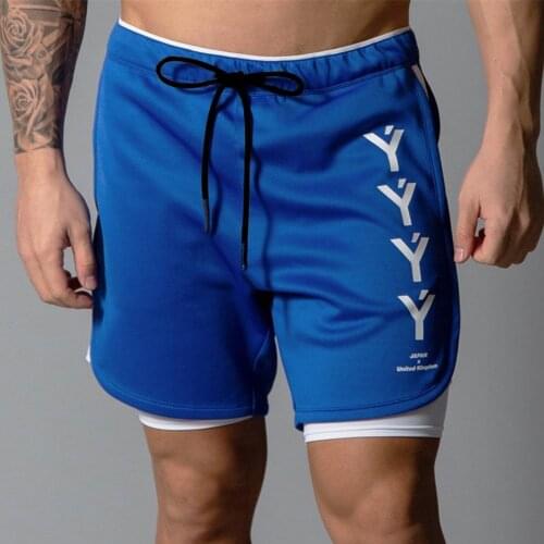 2 in 1 Double layer Shorts Men Gyms Fitness Workout Bermuda Running Sport Quick dry Short Pants Male Summer Casual Beach Shorts