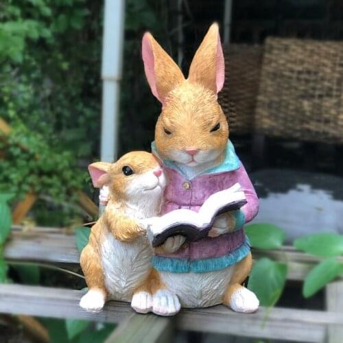 Nordic Creative Resin Cute Rabbit Reading Animal Decoration Living Room Bedroom Garden Gardening Home Decorat Ornaments