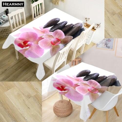 Customize 3D Tablecloth Orchid Stone Flower Oxford Cloth Dust-proof Rectangular Table Cover For Party Home Decor 100X140cm