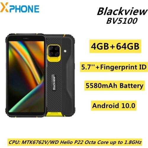 Blackview BV5100 Rugged Phone 4GB 64GB 5580mAh 5.7 inch Android 10.0 Support 4G Network OTG NFC SOS Wireless Charging Smartphone
