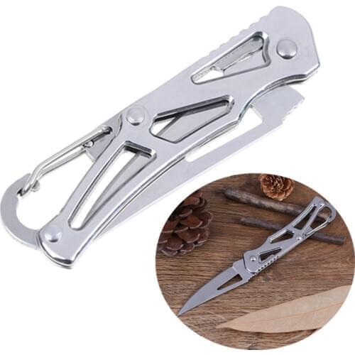 1pcs Silver Stainless Steel Foldable Pocket Knife Mini Portable Folding Knife Fruit Cutter