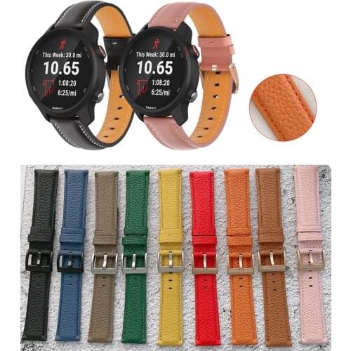 20mm 22mm Genuine Leather Band Strap For Garmin Forerunner 245M 645M Smart Watch wristband for Vivoactive 3 trainer music Venu