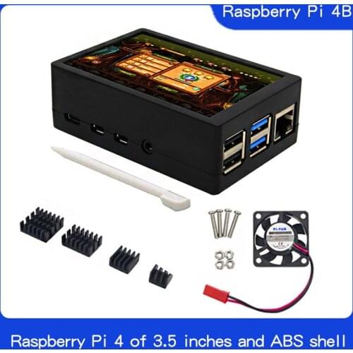 3.5 inch Raspberry Pi 4 Model B Touch Screen 480*320 LCD Display + Touch Pen + Dual Use ABS Case Box Shell for Raspberry Pi 4