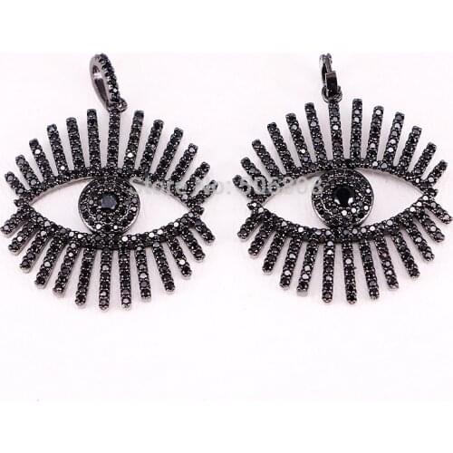 4PCS New design fashion Pave evil Eye CZ Pendant shiny Crystal Magic black Eyelash pendant cute girl women charm Jewelry