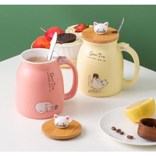 450 Ml Cartoon Kitty Mugs Set Unique Mugs for Lover Mugs Ceramic Couples Cups Special Mugs Gifts