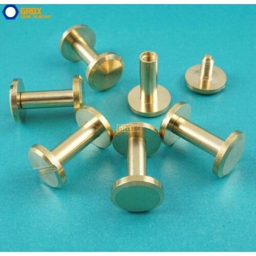 50 Set 10*12mm Solid Brass Rivet Chicago Screw for Leather Craft Belt Wallet / Flat