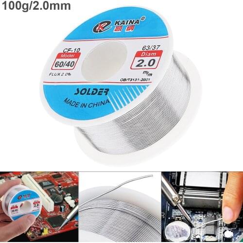 60/40 100g 2.0mm Tin Fine Wire Core 2% Flux Welding Solder Wire with Rosin and Low Melting Point for Electric Soldering Iron
