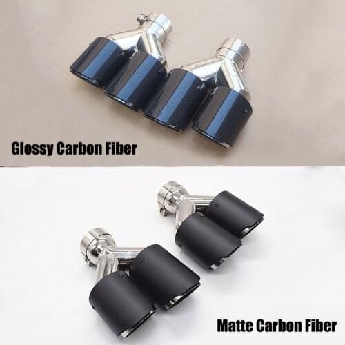 63mm Inlet Car Exhaust Tips Real Carbon Fiber Muffler Dual-outlet End Pipe Modified Rear Pipe 2.48inch 2pcs