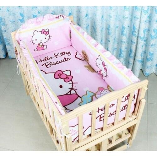 Promotion! 6PCS Cartoon Crib Bedding Sets,100% Cotton Baby Bedding Set,Crib Sheet ,unpick(3bumpers+matress+pillow+duvet)