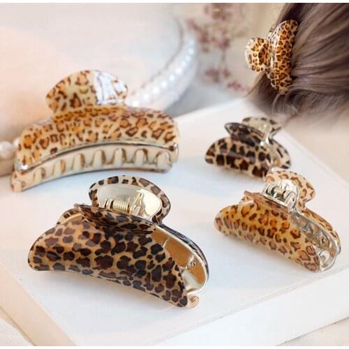 Acrylic Leopard Print Crab Claw Clip Hair Clip Fashion Sexy Women Hairpin girl Hair Accessories Headwear 5 Sizes Multicolor