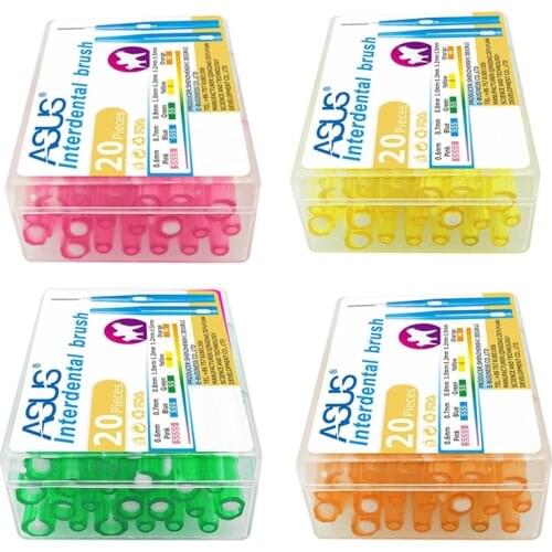 Asus Inter Brush Retractable Inter Brush Orthodontics Braces Cleaning Orthodontic Toothbrush Teeth Brush 20Pcs/Box