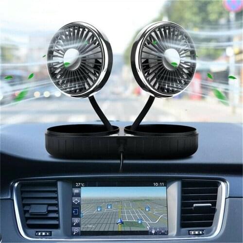 Car Dual Fan Suction Car Fan 360 Degrees-round Car Cooling Accessories Swing Fan Ventilation Board Summer Cooling Accessories