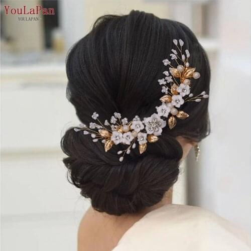 YouLaPan HP337 Floral Hair Comb Wedding Bridal Hair Comb Clip Pin Rhinestone Pearl Wedding Tiara Headpiece Bridal Hair Accessory