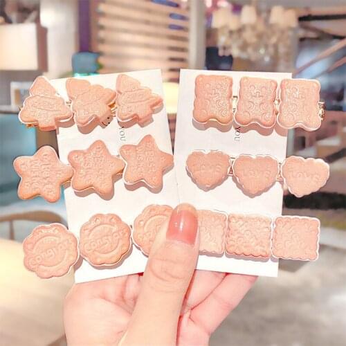 Baby Hairclips Biscuit Hairpin Bear Children Hairpin Clip Cookie Cartoon Duckbill Clip For Girls Bangs Hairpin Kids Headwear