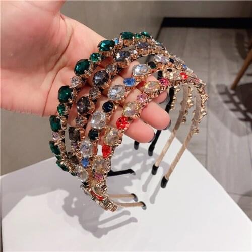 Colorful Gem Baroque Headbands For Women Diamond Hair Accessories Pearl Girls Crown Flower Hairbands Head Wrap Wholesale