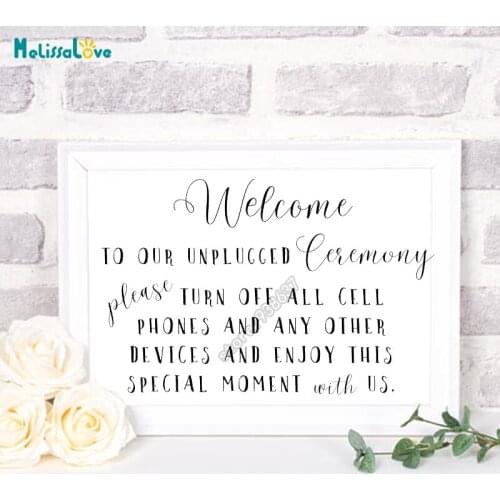 Welcome To Unplugged Wedding Please Vinyl Decal Quote Wood Board Chalkboard Sticker Reception Sign Decals B733