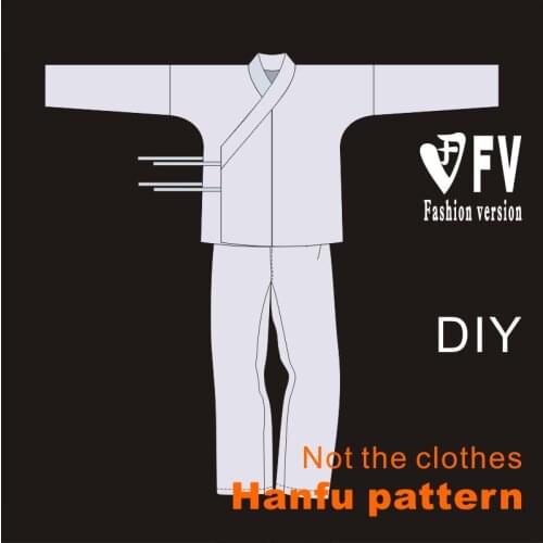Hanfu Pattern Mens Loose Pajama Clothes Cutting Drawing Without Side Seam Long Pants Pattern BHF-007