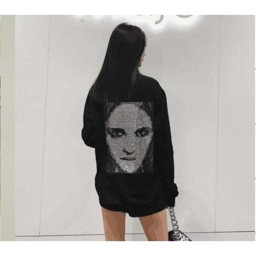 Hot drilling Hoodies Women Winter Hoodie Top winter Girl Clothing Rhinestone Oversized Top Hoodies sweatshirt