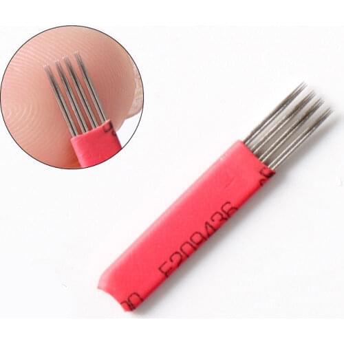 10 PCS Details about 3D Permanent Makeup Eyebrow Tattoo Needles Microblading 4 x 3 Pins Round Blades 4 Raws R3 Round needles