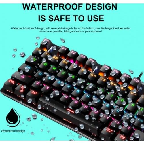 K7 Wired Keyboard Sensitive Plug Play RGB Cool Light USB2.0 87 Keys USB Keyboard for Players