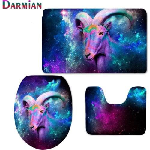Fashion Colorful Starry Sheep Printed 3Pcs/set WC Accessories Toilet Seat Covers Bathroom Slip Resistance Carpet Area Rugs Mats