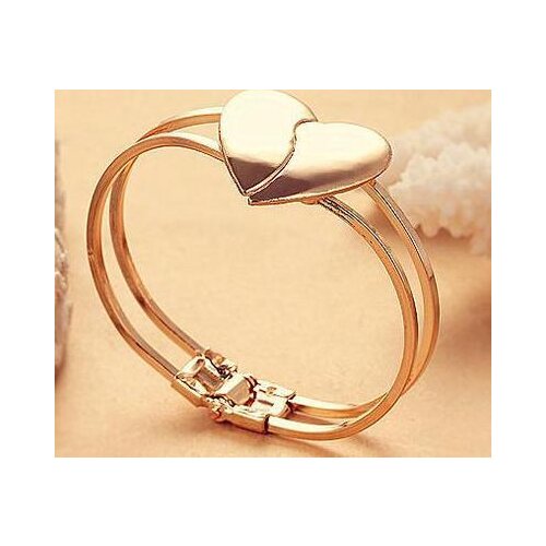 Creative frosted heart-shaped opening bracelet new Japanese and Korean shiny double heart bracelet