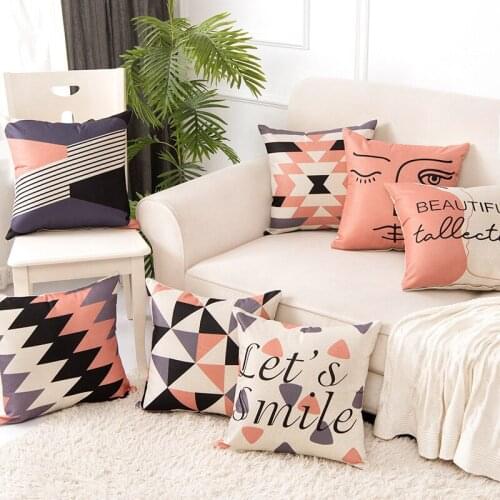 Linen Pillow Cover Nordic Simple Sofa Pillowcase Home Decoration Bedside Backrest Pillowcase 18x18in Car Back Pillowcase