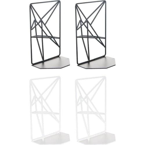1 Pair Metal Iron Bookends Reading Book Support Desktop Office Document Magazine Organizer Stand Shelf Holder