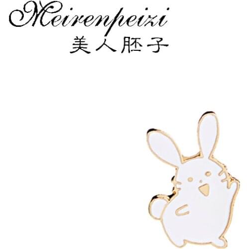Cute Cartoon Animal Bunny Enamel Pins White Rabbit Brooch for Kids Lapel Pin Button Badge Brooches Jewelry Accessories Gift