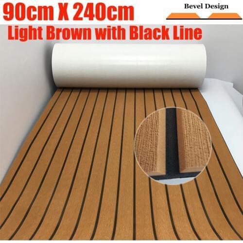 Upgraded Teak Decking Sheet Yacht Boat Flooring Non-slip Carpet Mat 90cm240cm/35.4"94.5" Light Brown In Black Marine Accessories