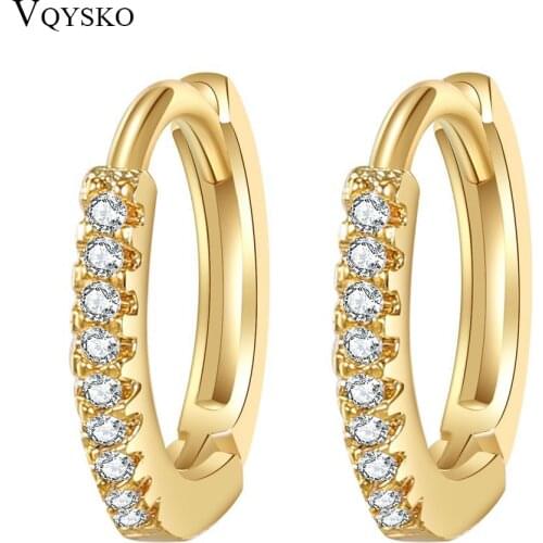 Fashion Gold Plating Brass Cuff Crystal Earring For Women Shiny Full Zircon Hoop Earrings Jewelry Party Gift Brincos Hot Selling