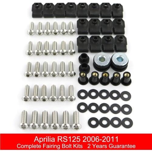 Motorcycle Complete Full Fairing Bolts Kits For Aprilia RS125 2006 2007 2008 2009 2010 2011 Screws Fairing Clips Stainless Steel