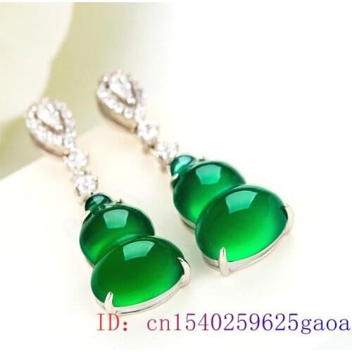 Jade Water droplet Ear studs 925 Silver Women Jewelry Amulet Green Gifts Chalcedony Natural Earring Fashion