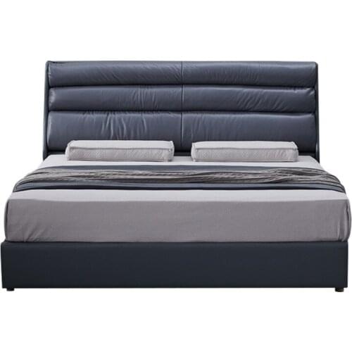 Nordic leather bed leather bed simple modern 1.8 m master bedroom small apartment double wedding bed double leather bed