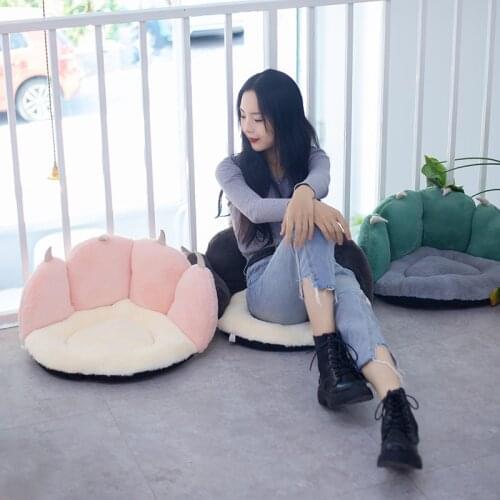 New Cat Paw Cushion Fluffy Plush Sofa Seat Cushion Soft Animal Stuffed Colorful Indoor Floor Chair Pillow for Winter Warm Decor