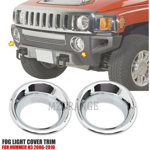 For HUMMER H3 2006-2010 /H3T 2009-2010 2pcs Front Fog Light Lamp Cover Trim Chrome foglights hole headlights covers accessories