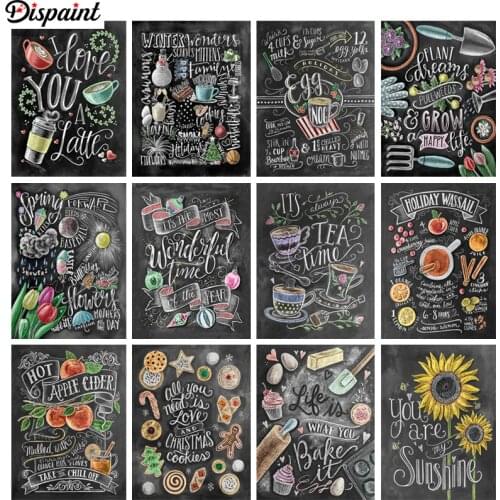 Dispaint Full Square/Round Drill 5D DIY Diamond Painting "Black Board Text" 3D Embroidery Cross Stitch 3D Home Decor Gift