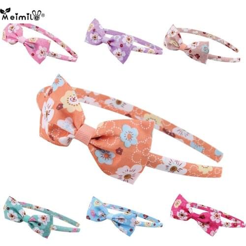 Meimile headbands for girls plastic children hair accessories sets cute bow headwear to kids floral print