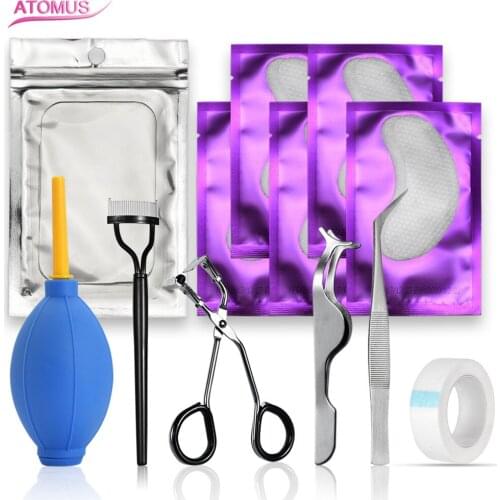 Professional False Eyelashes Extension Set Grafting Training Eye Lashes Practice Eye Pads Tweezers Semi Permanent Make Up