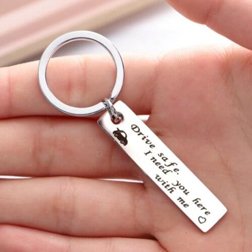 Oeinin Simple Keychain Man Drive Safe I Need You Here With Me Key Holder Bags Unisex Letter Color Zinc Alloy Key Chain Pendant