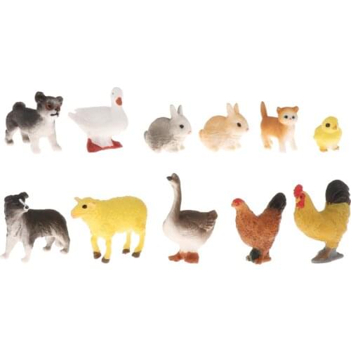 11 Pieces ABS Plastic Realistic Farm Animals Figures Lifelike Poultry Figurines for Home Decoration