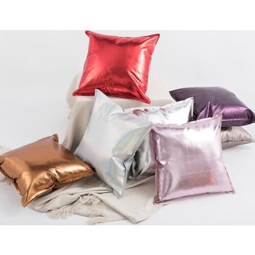 45*45cm Nordic Light luxury Style Metallic PU Leather Cushion Cover Modern Home Salon Living Room Decoration Pillow Case