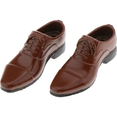 Handmade 1/6 Scale Mens Models Brown Leather Shoes for 12inch Male Figures