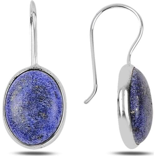 Silver Lapis Stone Earrings
