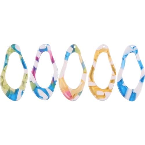 HAOSAW 19*41MM 4Pcs/Lot Acetic Acid Charm/Irregular Oval Shape/DIY Jewelry Making/Jewelry Accessory/Hand Made/Earring Findings