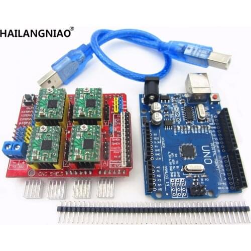 Cnc shield v3 engraving machine 3D Printer+ 4pcs A4988 driver expansion board + UNO R3 with USB cable